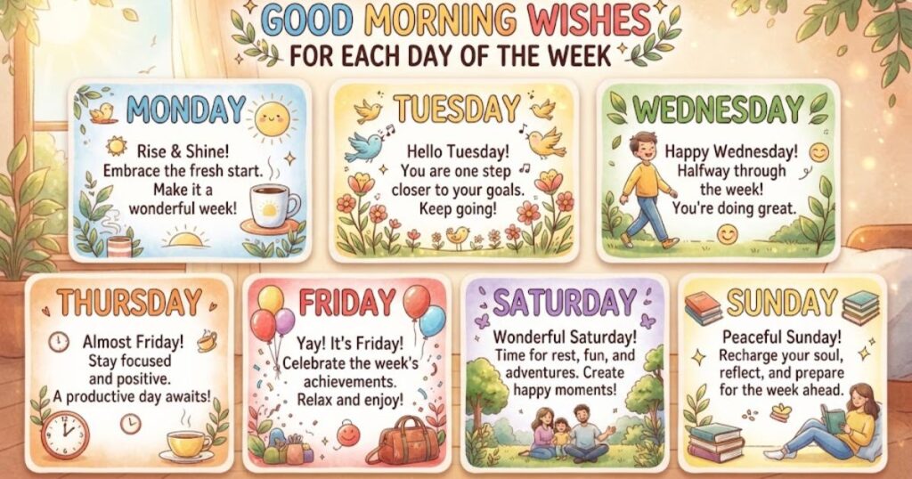 Good Morning Wishes for Each Day of the Week